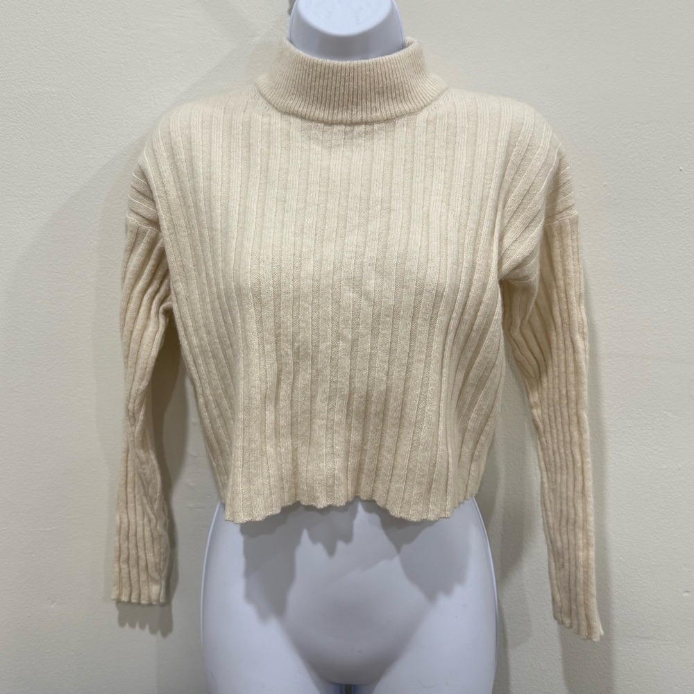 Madewell Women’s Small Antique Cream Ribbed Sweater Excellent Condition - Picture 2 of 7